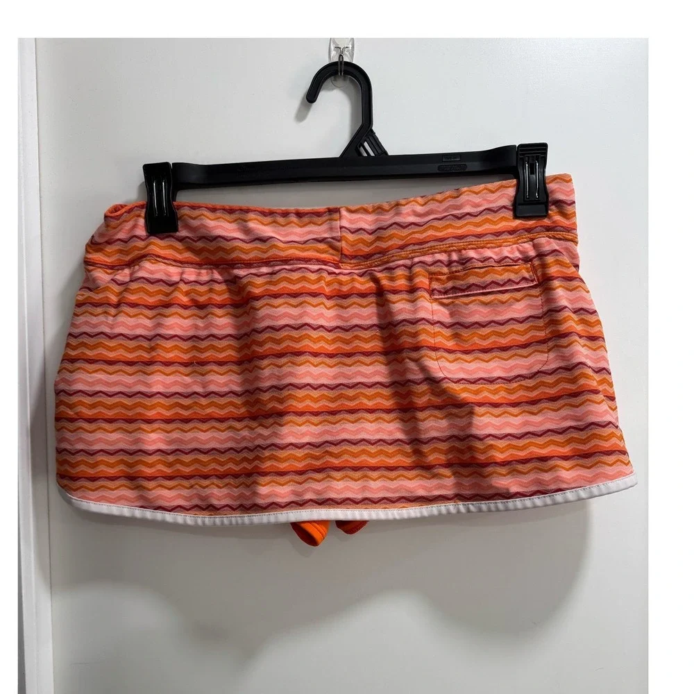 Athleta Orange Pink Chevron‎ Zig Zag Athletic Skort Size L 983821